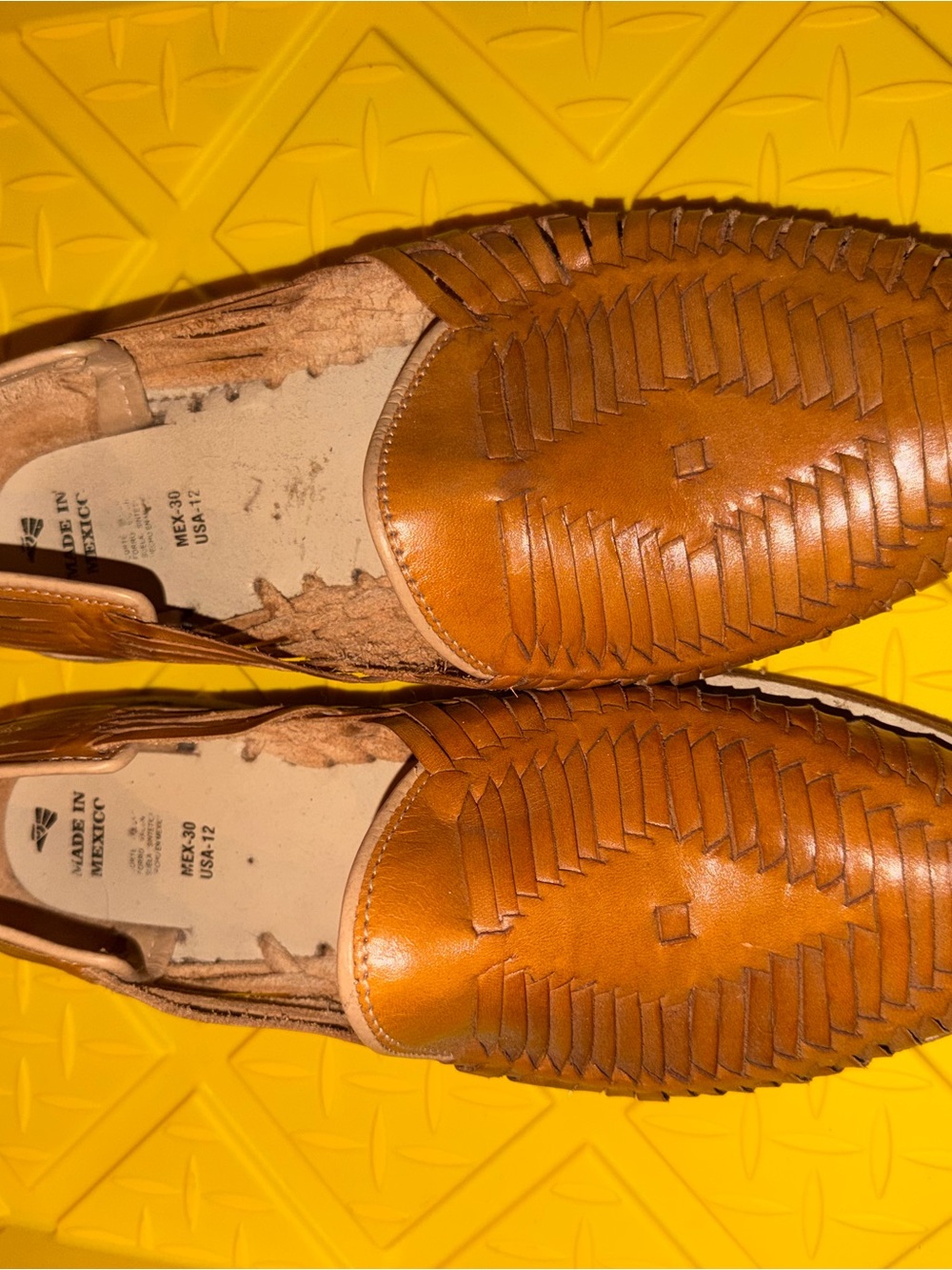 Men's Tan Leather Huarache Slip-On Shoes